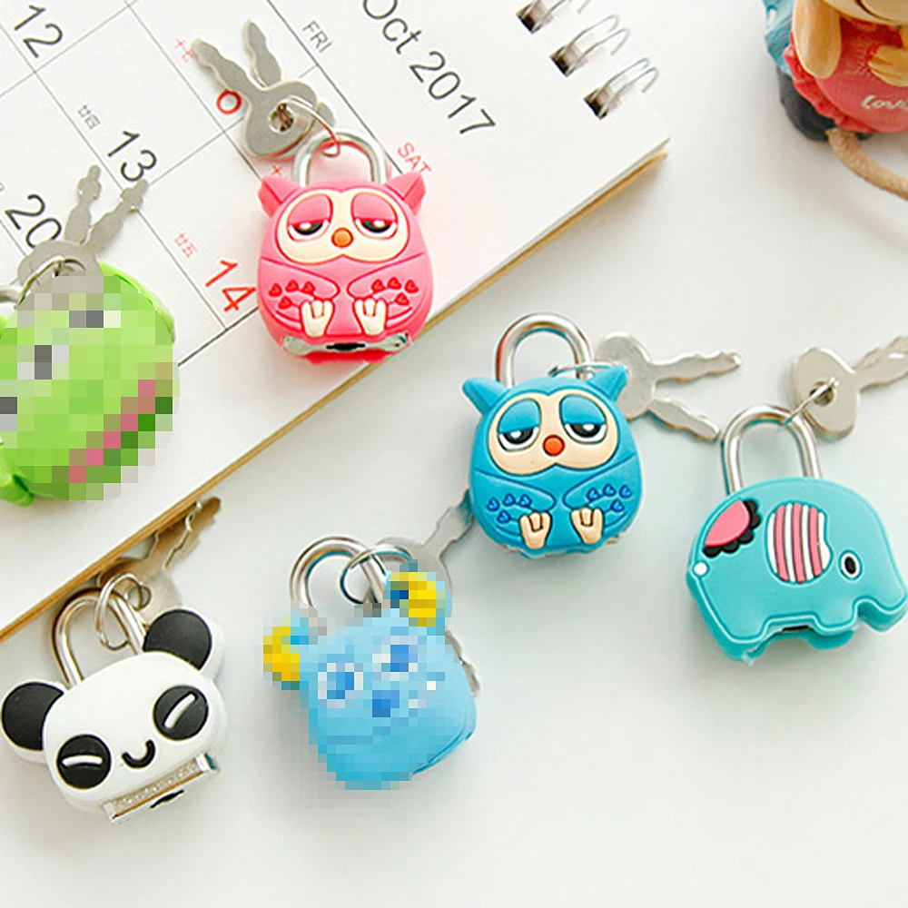 Cartoon Padlocks Lovely Mini Luggage Lock Backpack Zip Padlocks Make-up Box Key Lock Students Diary Lock Children\'s Small Toys