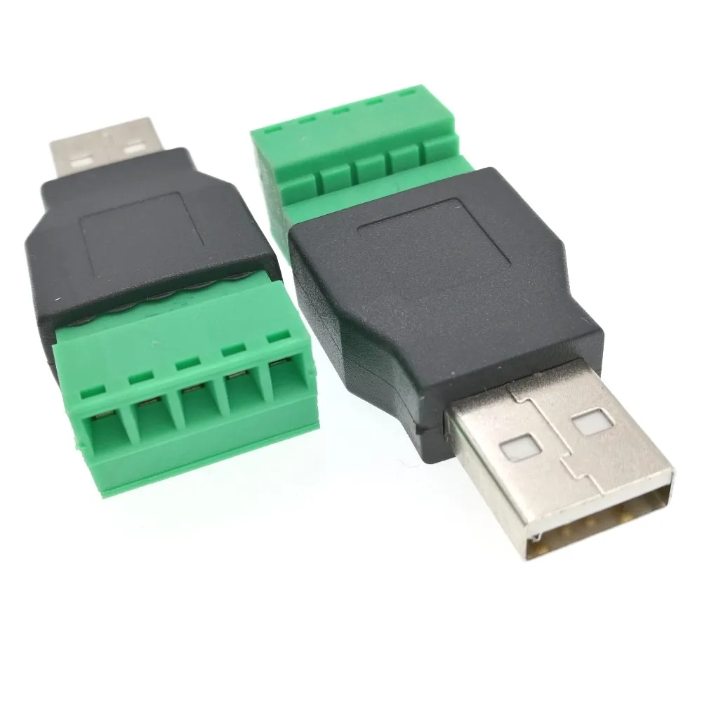 

50pcs USB 2.0 Type A Male/Female To 5P Screw w/ Shield Terminal Plug Adapter Connector