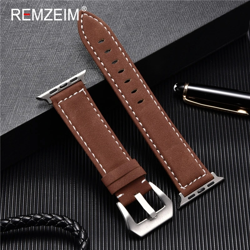 Leather Strap For Apple Watchband 41mm 42mm 38mm Watch Band 4 5 6 7 45mm 44mm 40mm iwatch Belt 3/2/1 Bracelet Black Blue Green