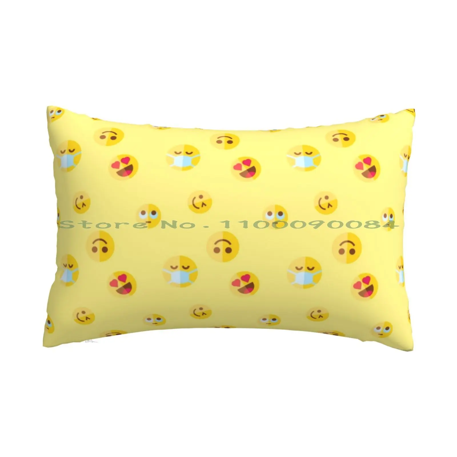 Pillow Case 20x30 50*75 Sofa Bedroom Love Hearts Smile Smirk Emotes Whatsapp Messenger Yellow Cute Long Rectangle Pillowcover