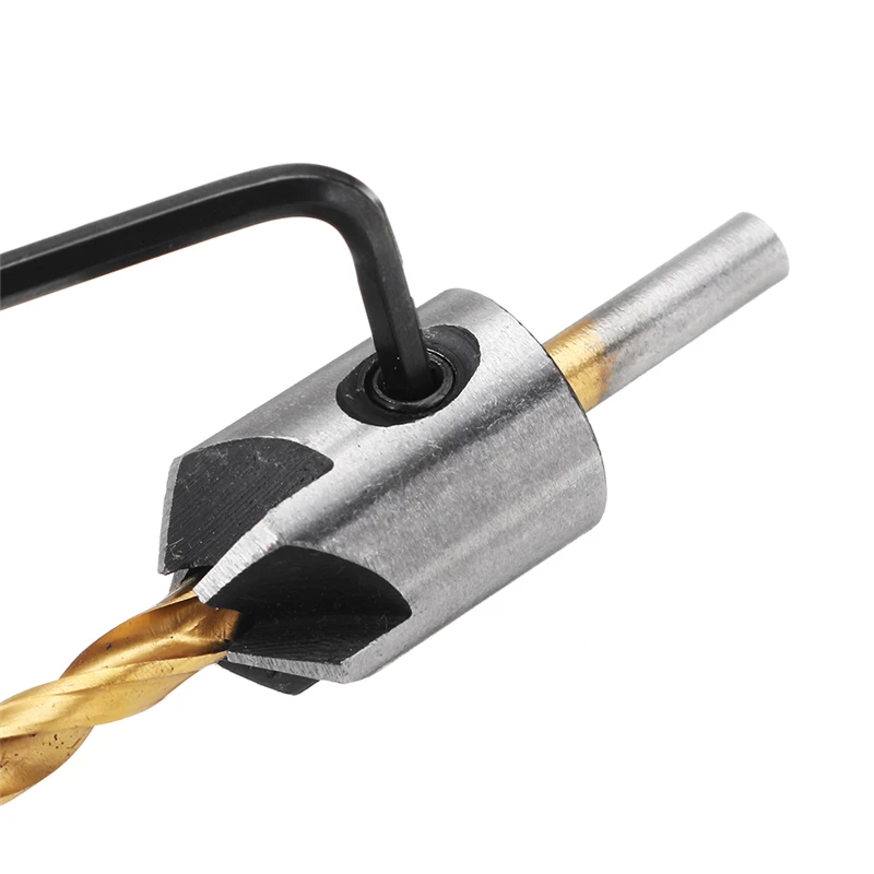 3-10Mm Vòng Vỏ HSS Phủ Titan Mũi Khoan Mũi Nghề Mộc Có Ngăn Gỗ Khoan Chamfer Cấp Xay Lỗ gỗ