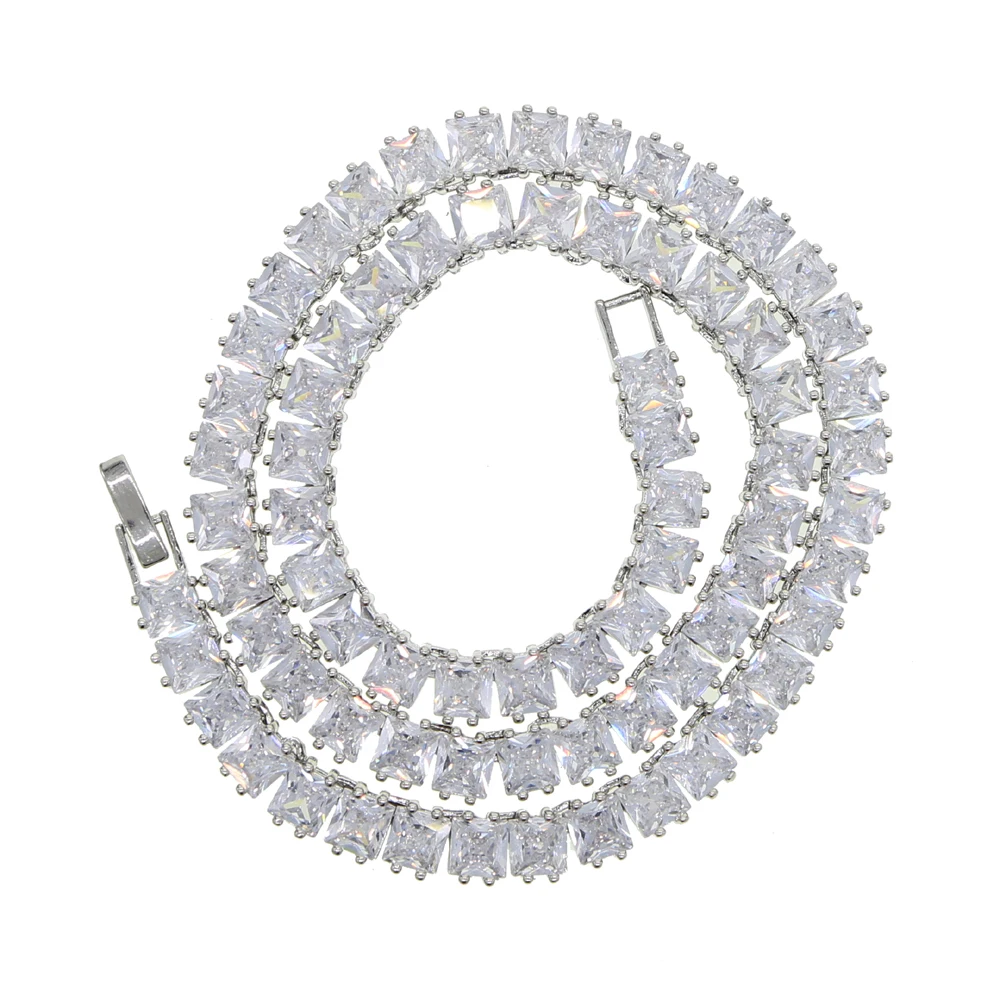 2025 مثلج خارج مربع زركون تشيكوسلوفاكيا تنس سلسلة المختنق قلادة الجملة سلسلة نسائية قلادة مجوهرات لمجوهرات الهيب هوب