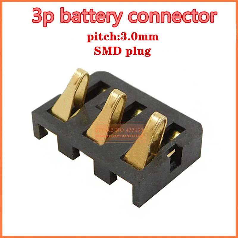 10pcs 3pin 3p SMD Inner battery connector pitch 3.0mm Holder Clip Contact replacement for mobile phones common use high quality