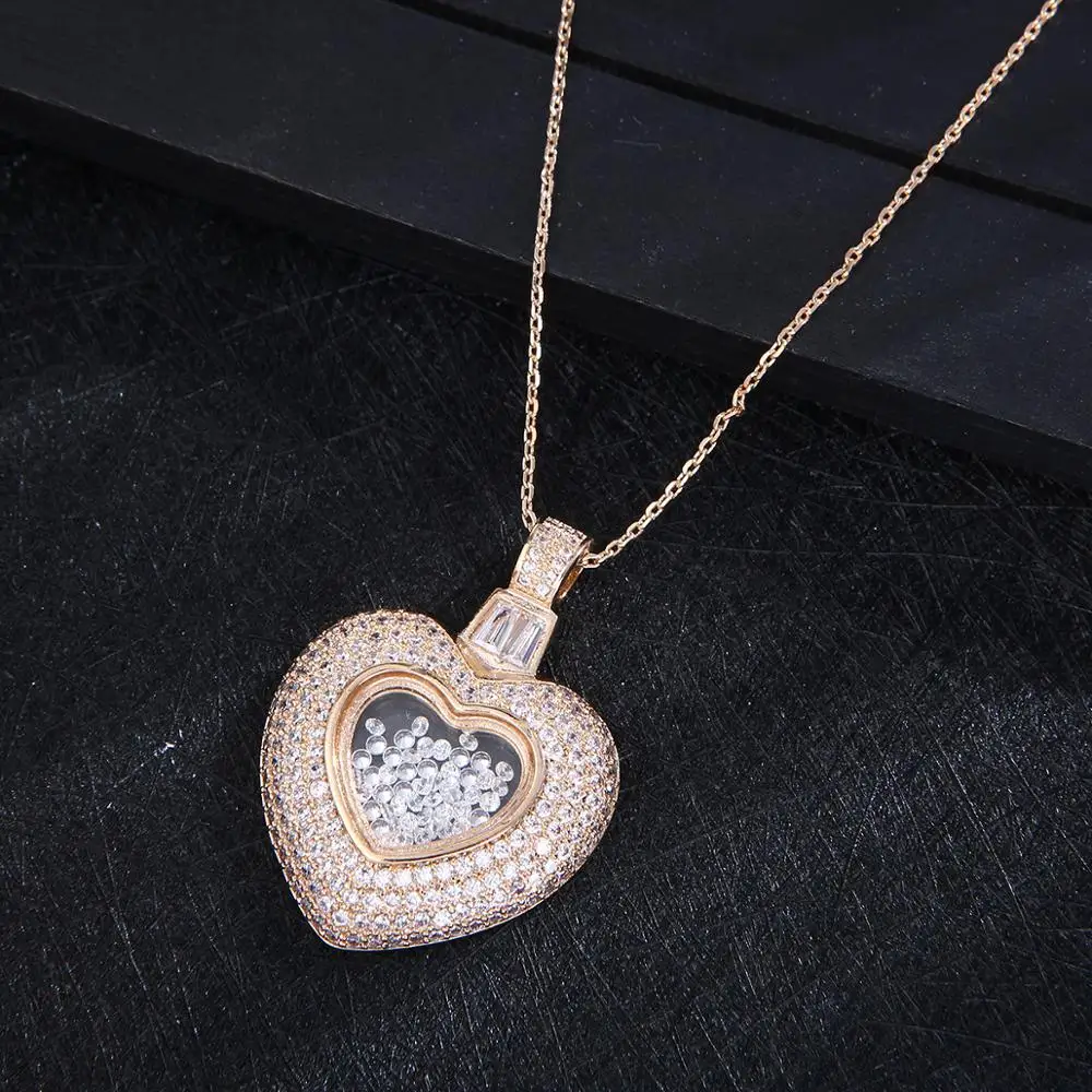 Luxury Heart Pendant Lover\'s Cubic Zircon For Women Wedding Dubai Bridal Jewelry Sets D1403