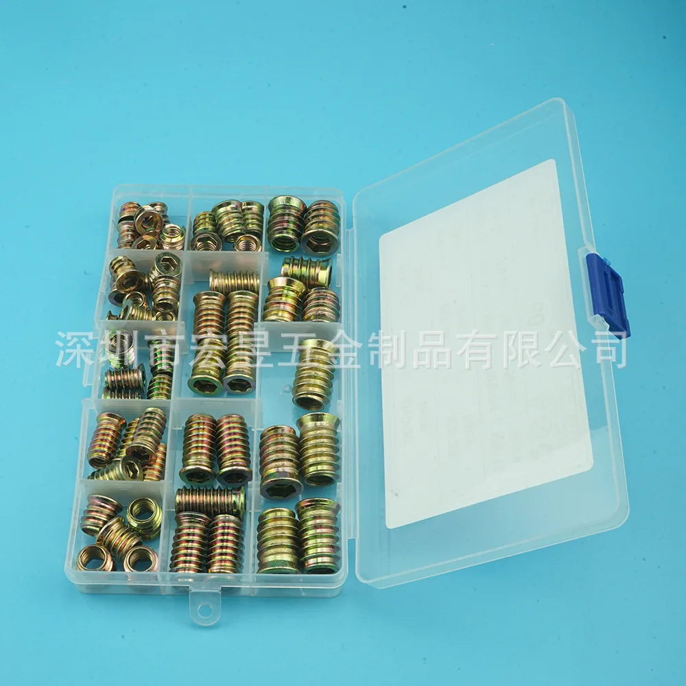 Threaded Inserts Nuts Zinc Alloy Thread For Wood Insert Nut Flanged Hex Drive Head Furniture Nuts Wood Insert Tool Kit