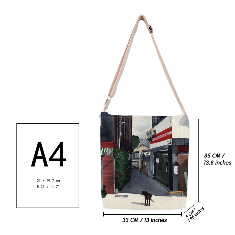 Cat at the City Corner Painting Tote Women Shoulder Bag Fashion Large Capacity Messenger Bags for Women 2021 Crossbody Bag