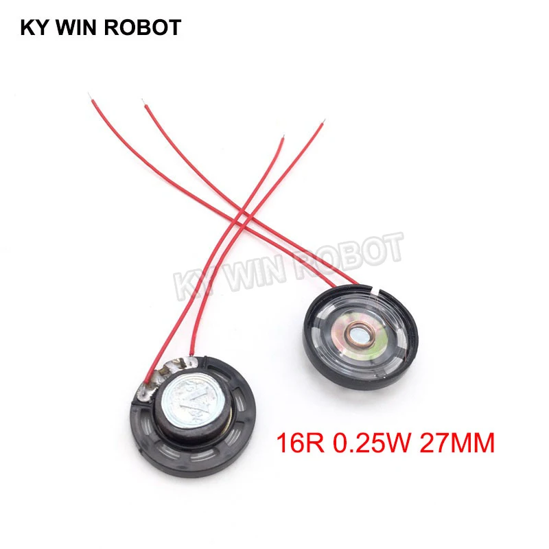 2 sztuk/partia nowy ultracienki klakson samochodowy 16 omów 0.25 wat 0.25 W 16R średnica głośnika 27 MM 2.7 CM z drutem