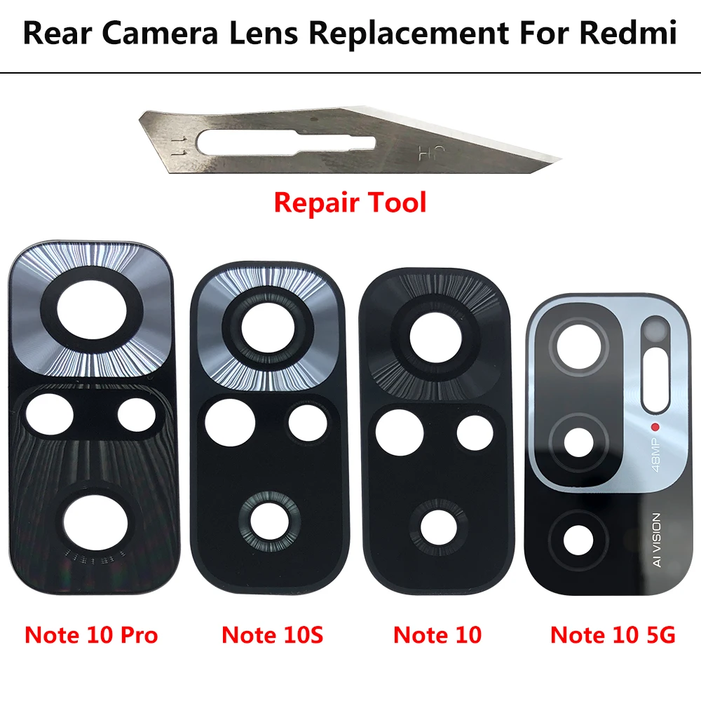 2 adet arka arka kamera cam Lens Xiaomi Redmi için not 9 9S 10 10s Pro 9A 9C 5G / Mi 10 10T not 10 Pro 11 Lite yapıştırıcı ile