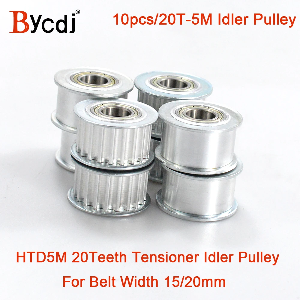 10pcs 20 Teeth 5M Idler Pulley Tensioner Wheel Bore 5/6/8/10/12/15mm with Bearing Guide synchronous pulley HTD5M 20T 20teeth