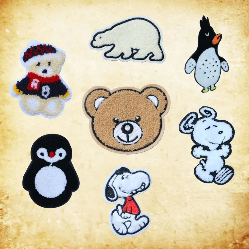 Chenille embroidery patch clothes patch cartoon cute animal bear Penguin patch DIY