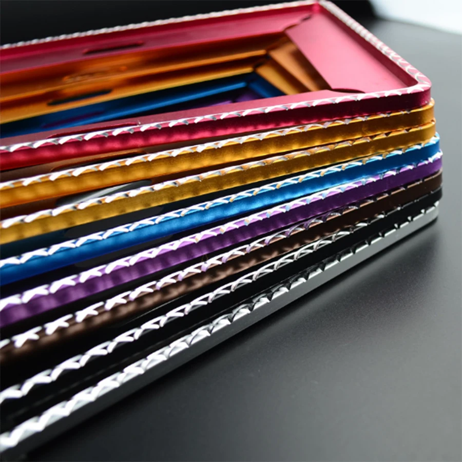 2 قطعة حامل لوحة رقم ترخيص السيارة العالمي بلينغ الألومنيوم إطار لوحة رقم السيارة الولايات المتحدة الأمريكية حامل لوحة رقم المرور الجديد #4