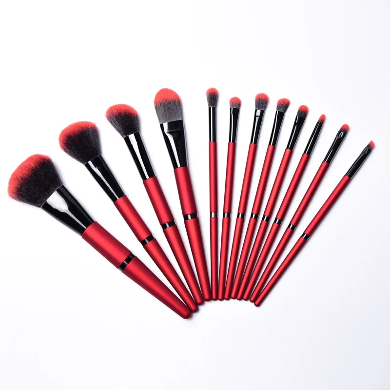 The new hot two plastic handle 12 nylon hair makeup set brush professional makeup tools manufacturers direct sales