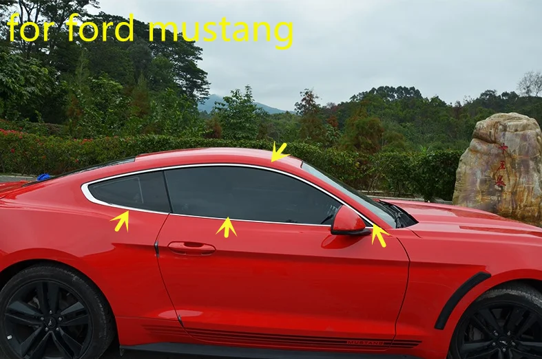 Fit for ford mustang  Window trim Stainless steel/black window decoration