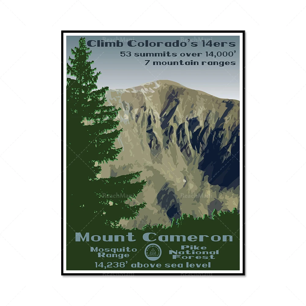 Mountain peak printing, Glacier Peak, Mount Wilson, Mount Missouri, Mount Columbia, Mount Hood, Mount Lindsay poster, mountain p