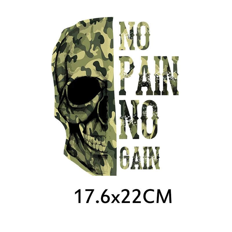 Punk Letter Skull Patches Iron On Clothing Heat Transfer Thermal Sticker DIY Washable T-Shirt Iron On Transfer Stripe On Clothes