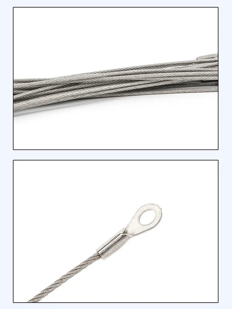 Hq Aangepaste Roestvrij Staaldraad Kabel Sling Met Ronde Druk Ritssluiting Fish Eye Terminals
