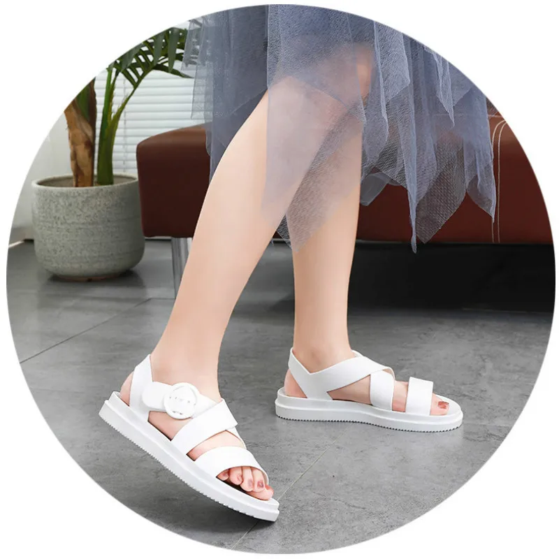 PVC Sandals Shoes Women Sandals Summer Casaul Shoes 2022 New Plastic Rome Sandals For Women White Shoes Jelly Sandals