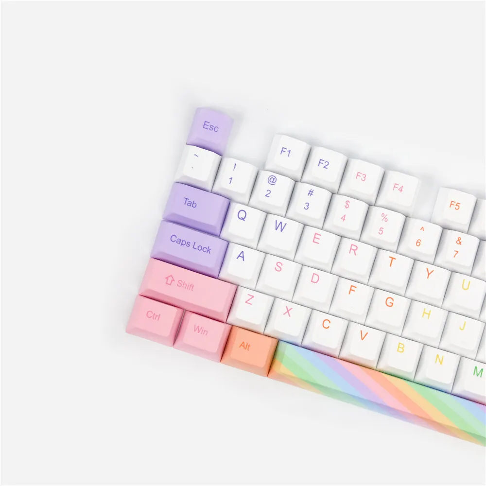 Rainbow Keycap Cherry Profile Five Face DYE Sublimation PBT Keycaps Compatible IKBC RK AKKO GK Cherry Filco Mechanical Keyboard