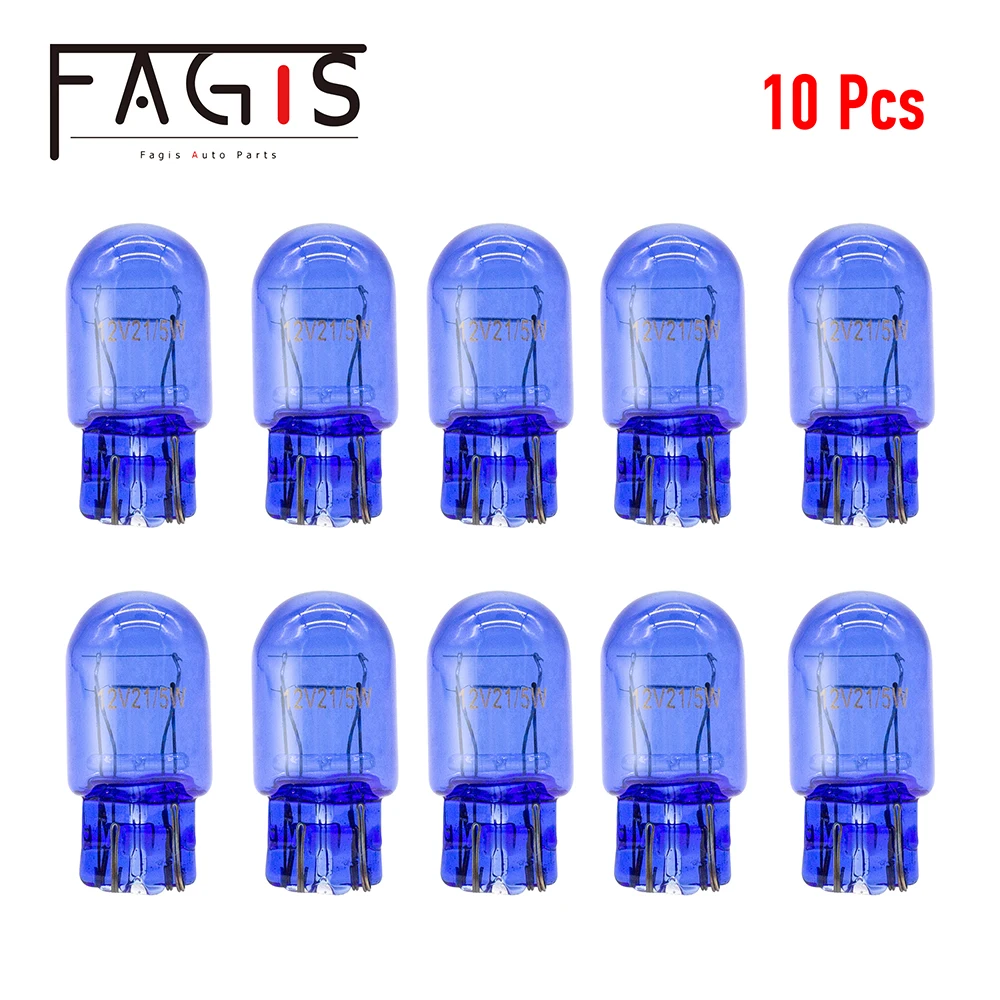 Fagis 10 Pcs 580 7440 7443 W21/5W W21W Super White T20 Natural Blue Glass Bulb 12V 21W Car Lamp Turn Signal Light  Warning Light