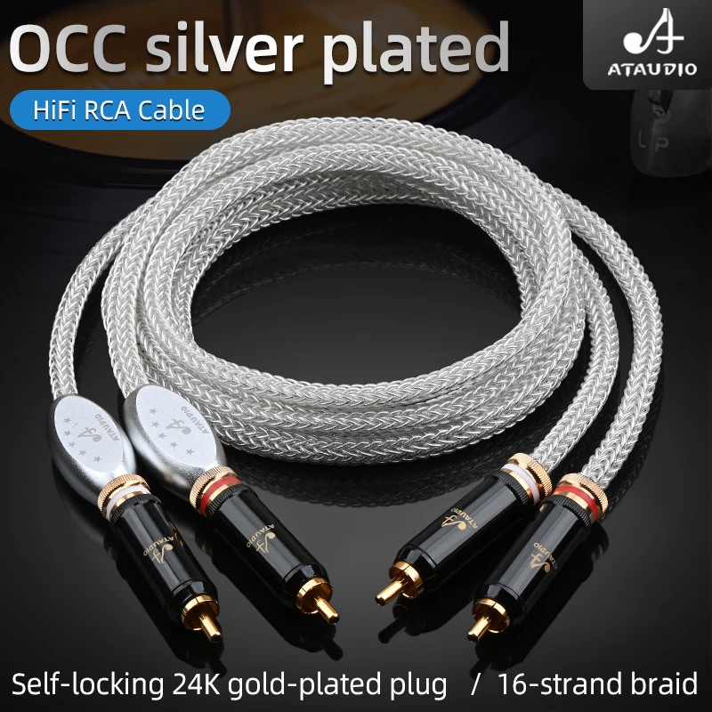 Hifi posrebrzany kabel OCC 2RCA Hi-End RCA z męskiego na męskie złącze Audio do przedwzmacniacza wzmacniacz mocy odtwarzacz CD DAC