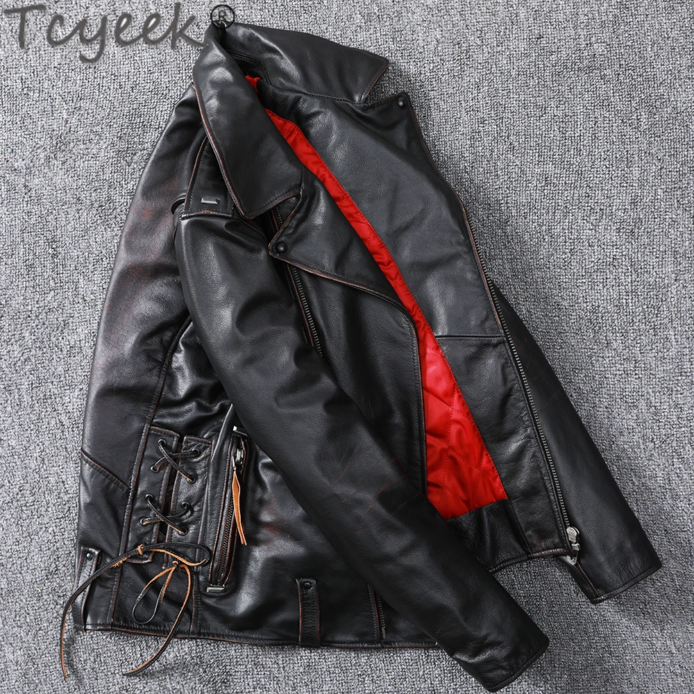 Winter Autumn Natural Genuine Leather Jacket Men Motorcyc 100% Real Cow Leather Coat Male Jacket Streetwear Men's Jackets