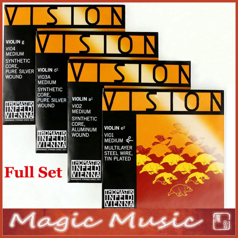 Full Size Violin String Thomastik Vision VI100 Medium Violin Strings Size 4/4 Ball End Original from Austria