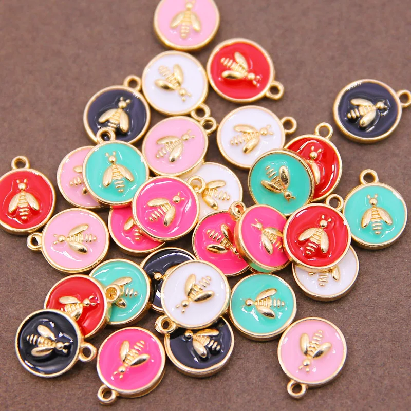 10Pcs 12*15mm Alloy Cute Enamel Charms Animal bee Charms For Jewelry Making Charms Pendant For DIY Earring Jewelry Ornament