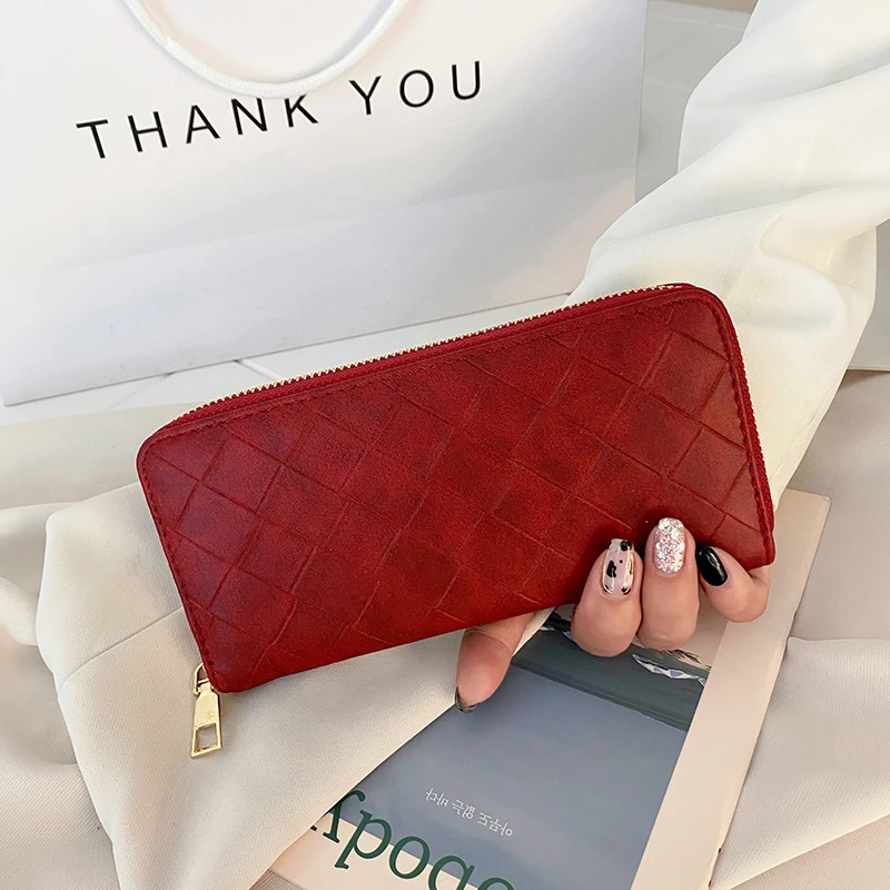 Dลugi portfel torebki damskie Plaid Fashion Coin torebka posiadacz karty portfele kobieta wysokiej jakoลci saszetka typu Clutch portfel ze skรณry PU