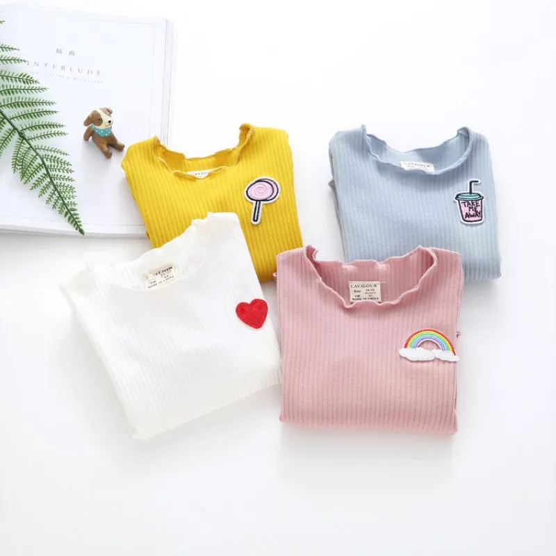 2021 Autumn Winter Warm  Baby Girl Thicken T-shirt Children Long Sleeve T-Shirts Tees Tops Hot Sale