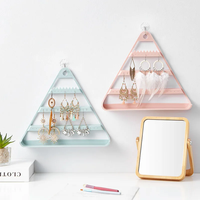 Simple Three-Tier Plastic with Hook Up Rotating Earring Display Jewelry Display Shelf Jewelry Organizer Earrings Holder Showcase