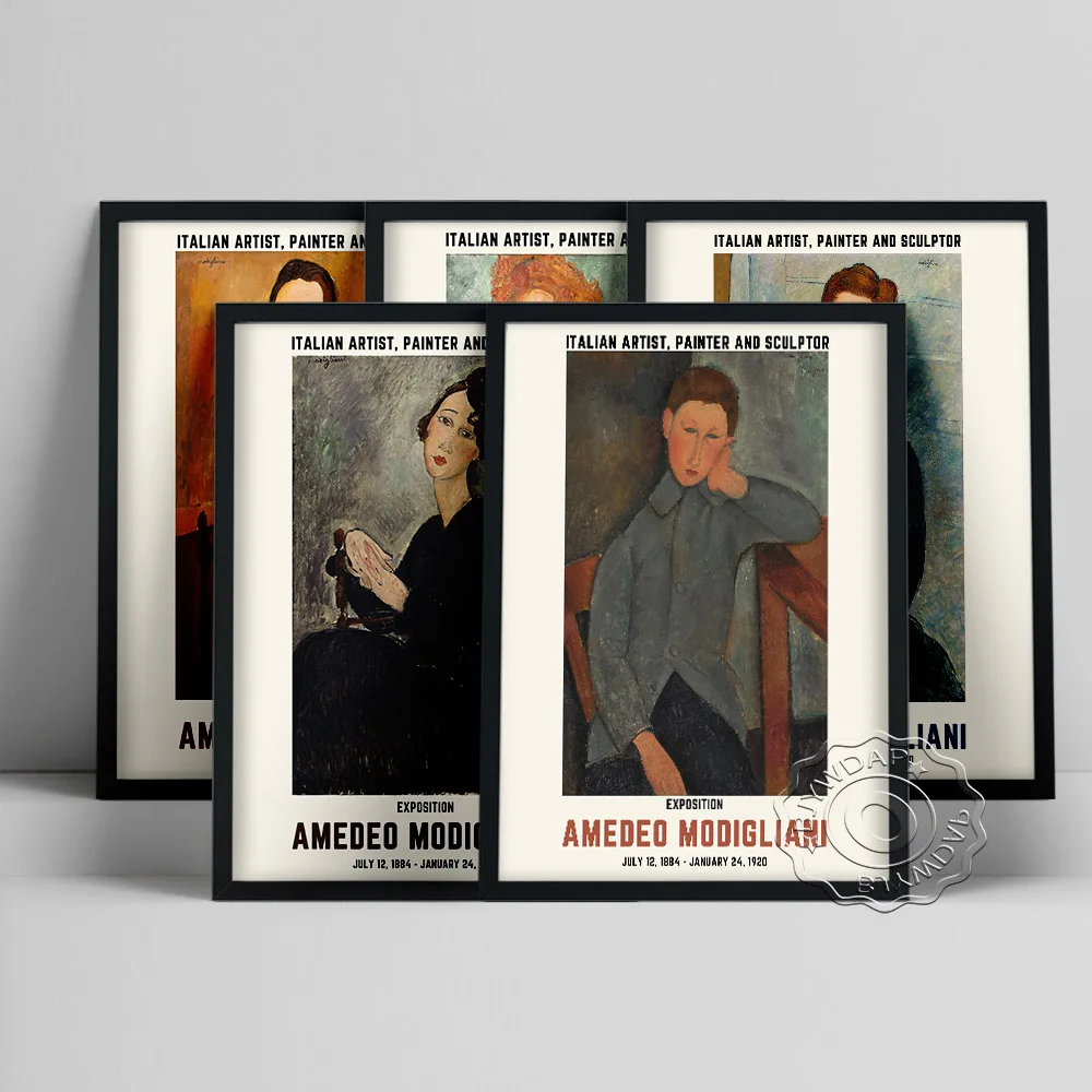 

Amedeo Modigliani Exhibition Museum Poster, The Young Apprentice Human Portrait Canvas Painting, Italian Art Modern Home Decor