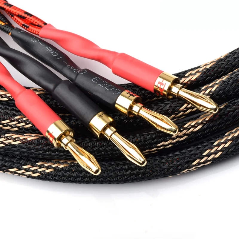 ATAUDIO 1 para głośnik Hi-Fi kabel wysokiej jakości 4N OFC Subwoofer wtyki bananowe kabel głośnikowy do wzmacniacza dźwięku