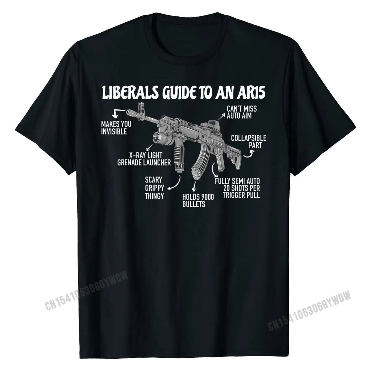 Liberals Guide to an AR15 Funny Anti Liberal Pro Gun AR15 2A T-Shirt Hot Sale Boy Tops T Shirt Printed On Tshirts Cotton Design