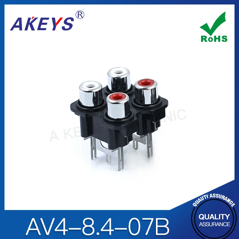 AV single core socket 6-pin RCA socket 4-hole PCB soldered audio and video lotus AV4-8.4-07B