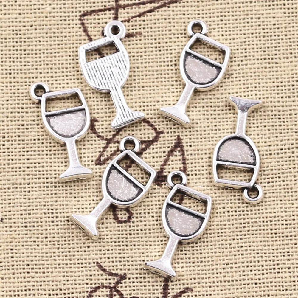 30pcs Charms Wineglass Wine Glass 18x9mm Antique Silver Color Pendants DIYCrafts Making Findings Handmade Tibetan Jewelry