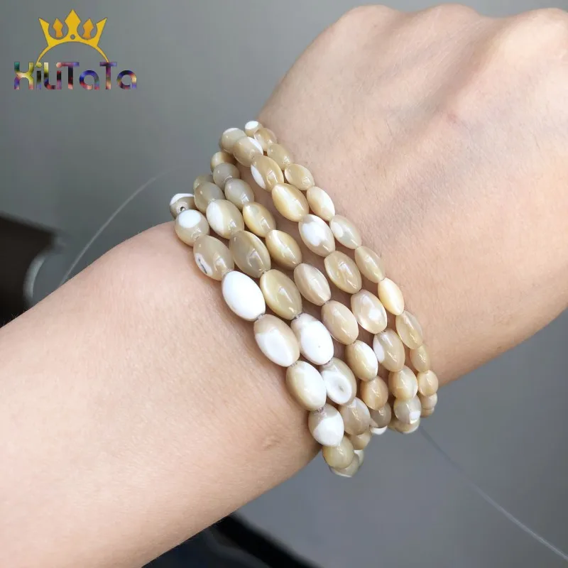 Natural Rice Shape Mother Of Pearl Mop Beads Shell Loose Beads For Jewelry Making DIY Bracelet Accessories 15\'\'4x7mm 5x8mm 6x9mm