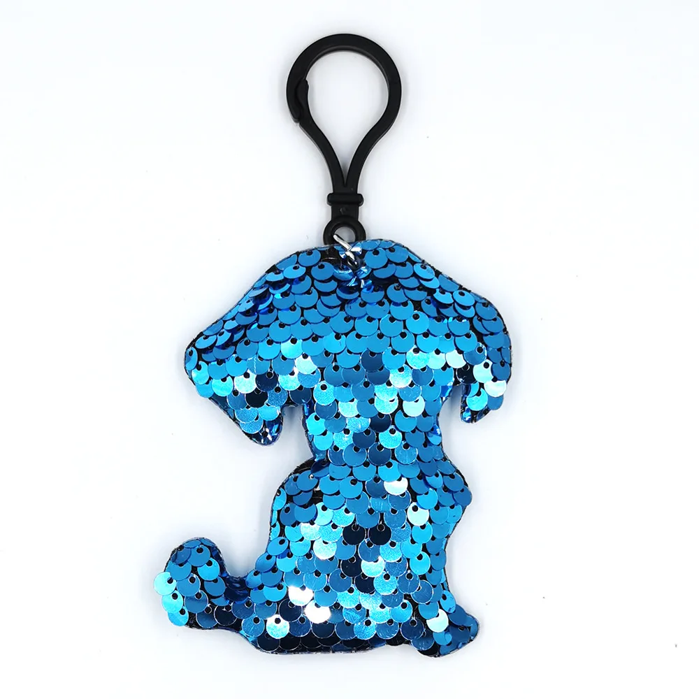 New hot sale reflective fish scale sequin keychain Fashion cartoon animal bag pendant