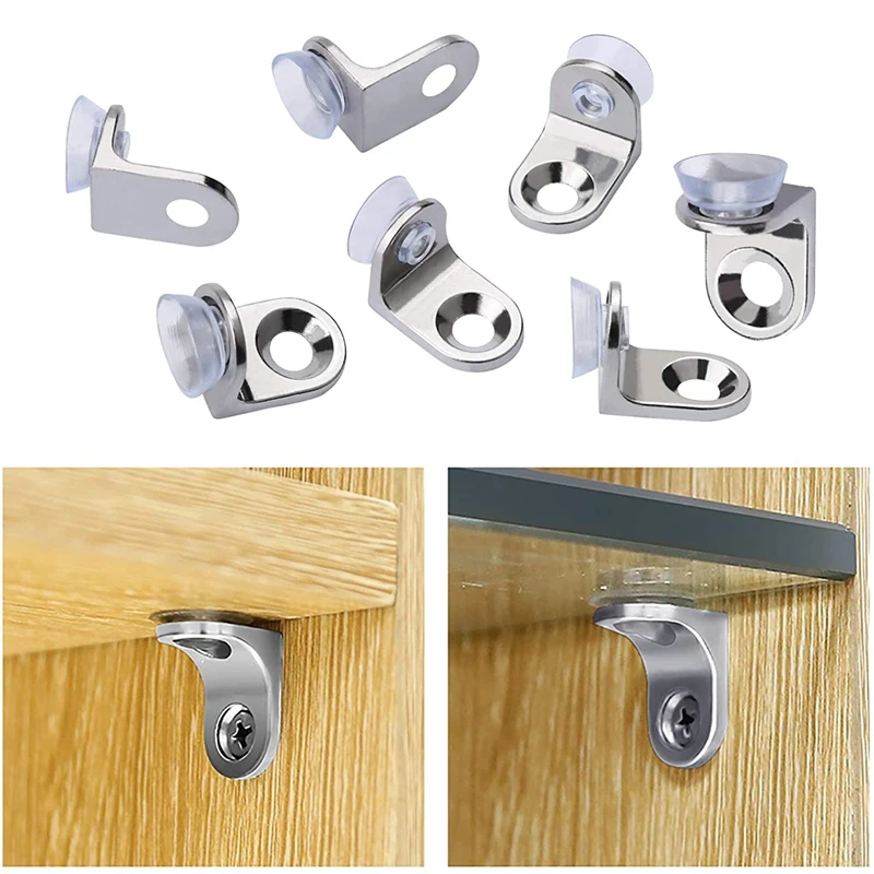 30 Pieces Glass Shelf Bracket with Sucker Glass Shelve Support Right Angle Fixing Brackets for Kitchen Cabinets Cupboard