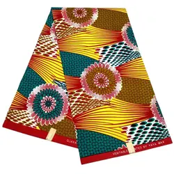 African Wax Fabric 6 Yards/Piece 2021 New Veritable Real Ankara Print Polyester Tissu For Wedding Dress