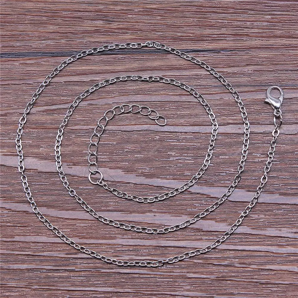 

WYSIWYG 10pcs 40+5cm Metal Chain With Lobster Clasp Rhodium Color Necklace Chain Jewelry Findings For Necklace Making