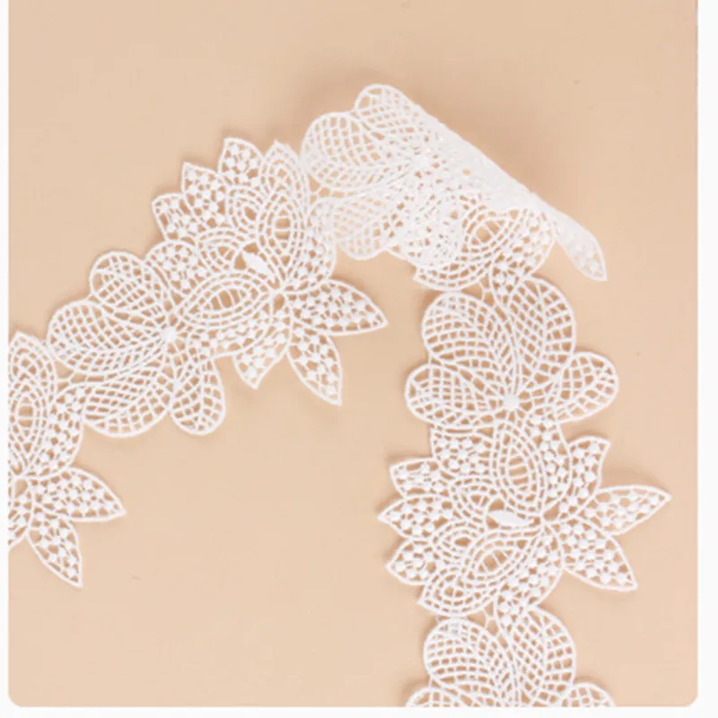 7cm Wide Embroidered Lotus Pattern Lace Fabric Black White Beautifully Floral Lace Trimming DIY Crafts Sewing for Wedding Dress