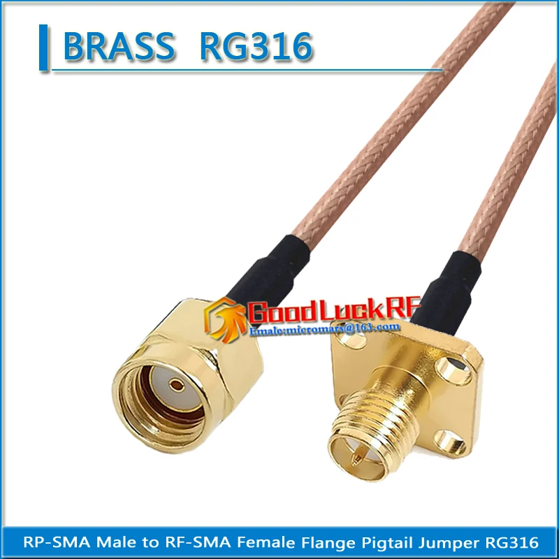 

High-quality dual RP SMA RP-SMA Male to RP SMA RPSMA RP-SMA Female 4 hole Flange Pigtail Jumper RG316 extend Cable low loss