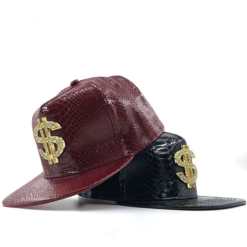 HotDoitbest Metal Golden dollar style men\'s Baseball Cap hip-hop cap leather Adjustable Snapback Hats for men and women