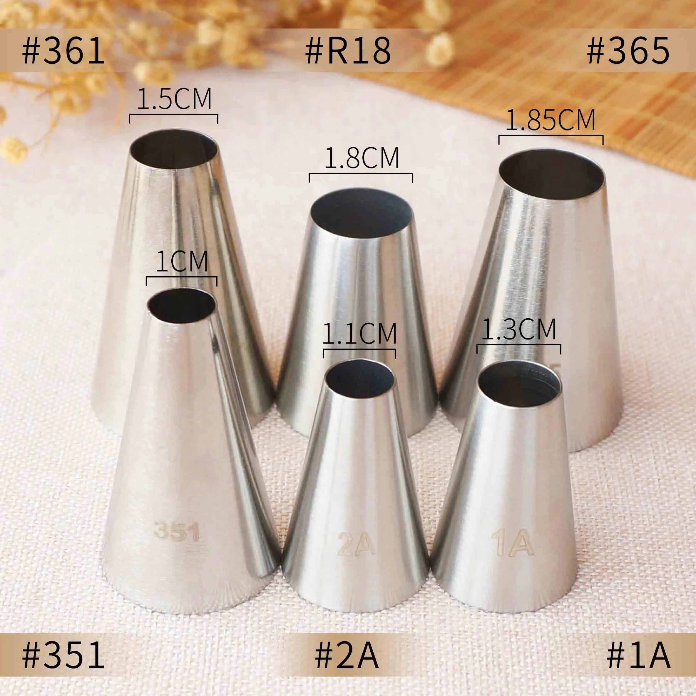 #807 Round Piping Nozzles Pastry Tips Cake Cream Decorating l Stainless Steel Cupcake Cookie Icing Tips Large Size