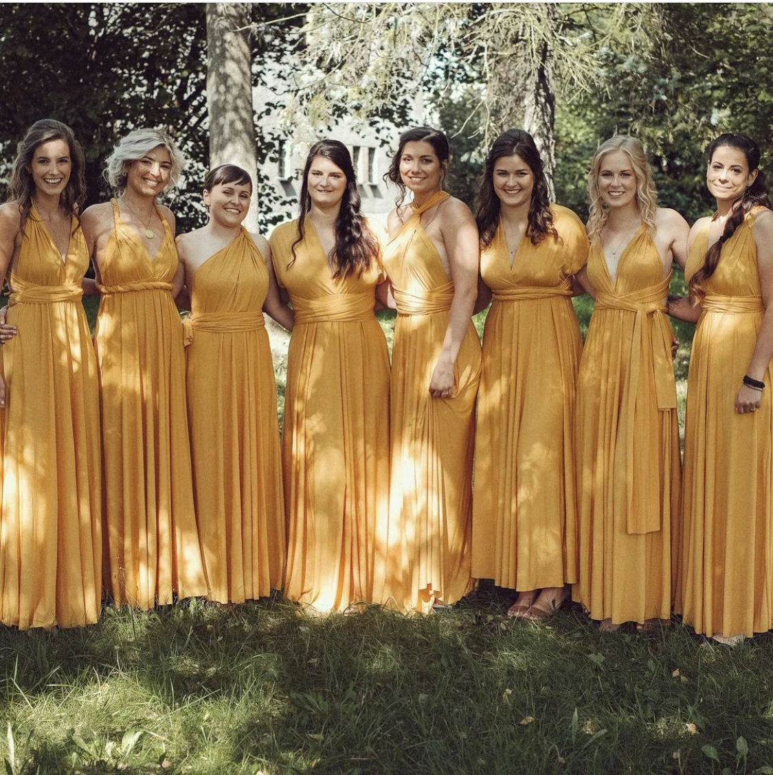 

Bright Yellow Series Bridesmaid Dress A-Line V-Neck Pleat Floor Length Simple Wedding Party Gowns Custom Made New Arrivals