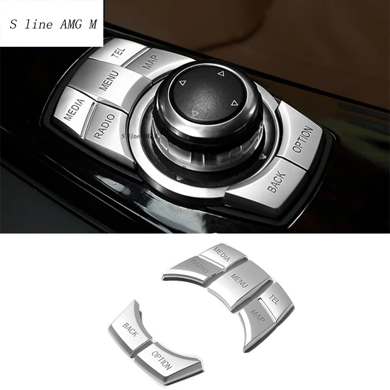 Car Styling Console Armrest Multimedia Button Frame Decoration Cover Stickers For BMW F30 F34 F32 3 4 series GT Auto Accessories