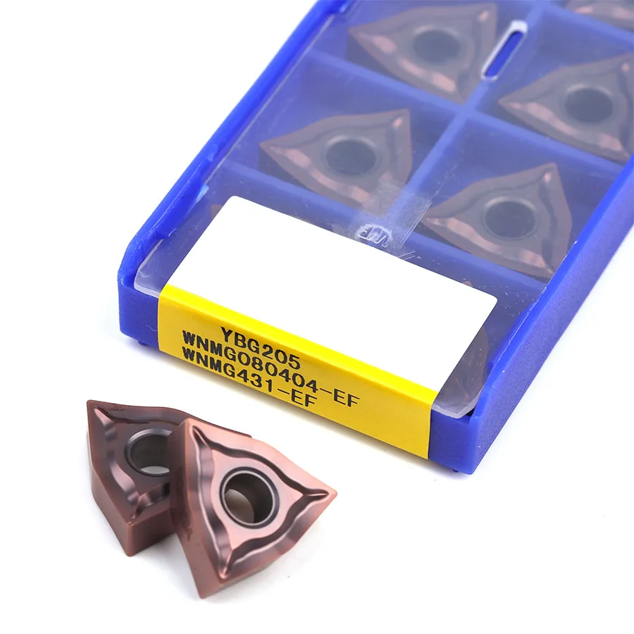 WNMG080404-EF YBG205 WNMG080408-EF YBG205 Tiện Bằng Máy CNC Biến Lưỡi Mạ PVD Carbide Lưỡi Dao Chịu Mài Mòn Bên Ngoài Dụng Cụ Quay Rau