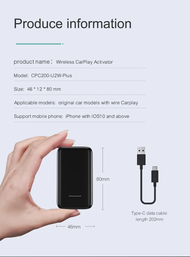 

Auto Car For Honda Civic CRV Apple CarPlay Wireless Dongle IOS Decoder Box Wired To Wireless