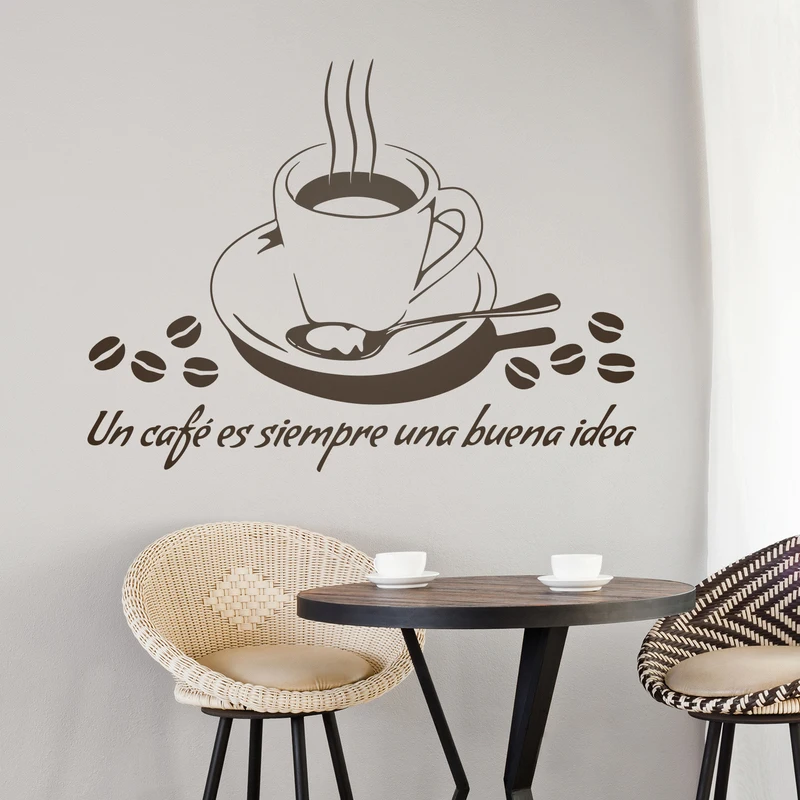 Stickers Muraux Un Cafe Es Siempre Una Buena Idea Vinyl Decals Wall Art Posters For Coffee Shop Home Decor House Decoration