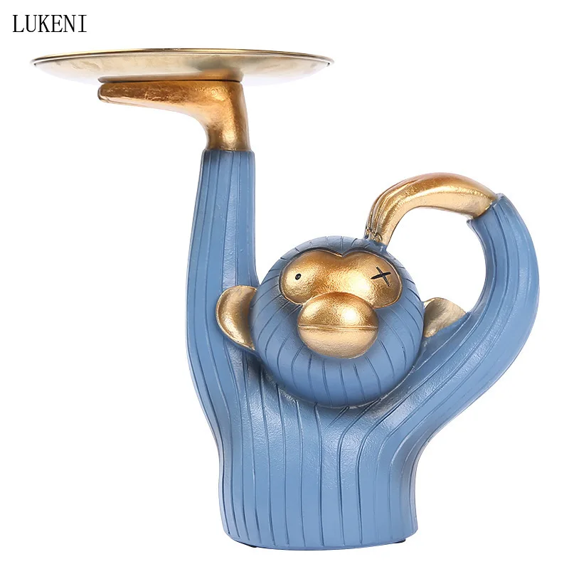 

Nordic Creative Monkey Tray Decoration Living Room Fruit Tray American Household Personality Key Storage Tray Light Luxury